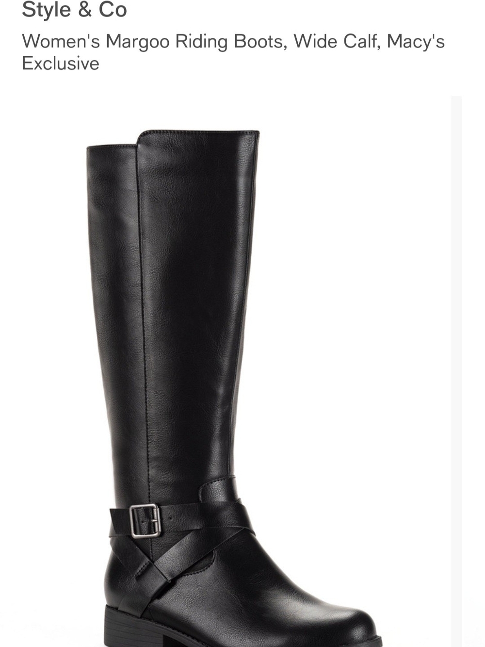Style & Co. Black Margoo Riding Tall Buckle Boots
